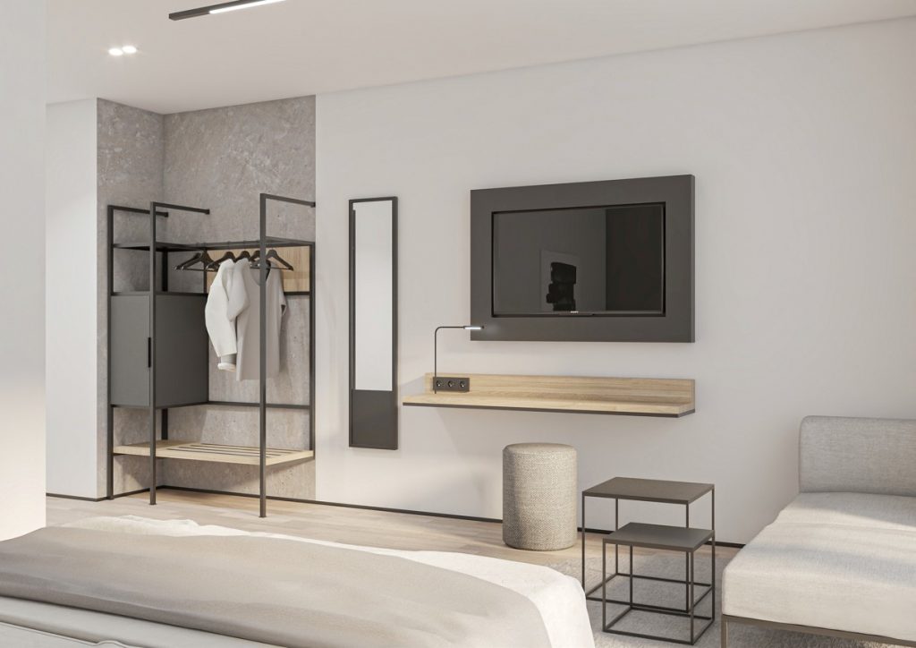 Konzeptzimmer | Theska Hoteleinrichtung | Hotelzimmer | Komplettzimmer Minimalistisch
